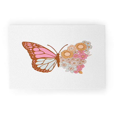 Emanuela Carratoni Vintage Floral Butterfly Welcome Mat