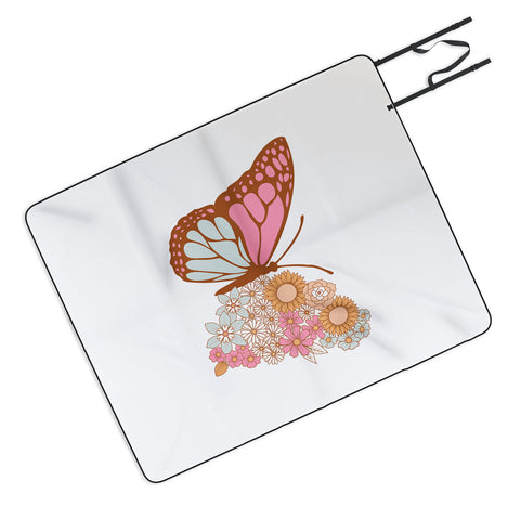 Emanuela Carratoni Vintage Floral Butterfly Picnic Blanket
