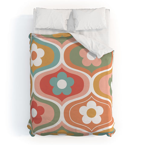 Emanuela Carratoni Vintage Floral Geometry Duvet Cover