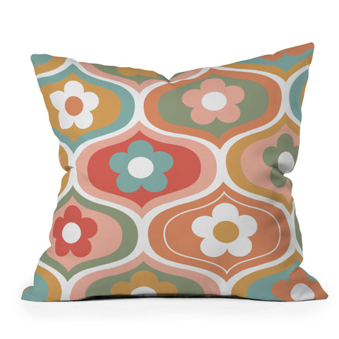 Emanuela Carratoni Vintage Floral Geometry Outdoor Throw Pillow