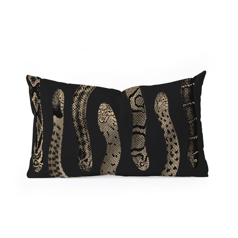 Emanuela Carratoni Vintage Golden Snakes Oblong Throw Pillow