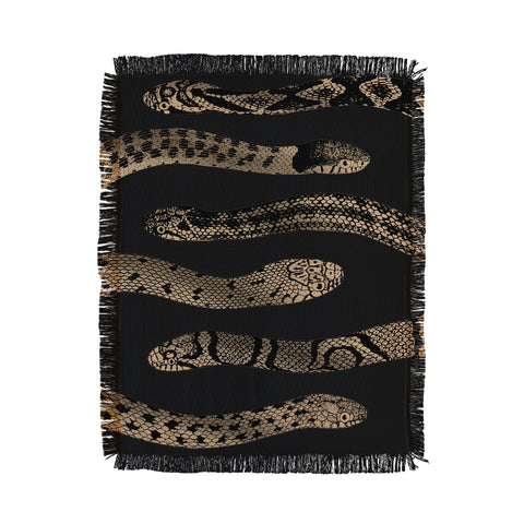 Emanuela Carratoni Vintage Golden Snakes Throw Blanket