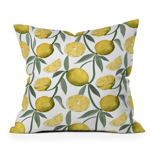Emanuela Carratoni Vintage Lemons Outdoor Throw Pillow