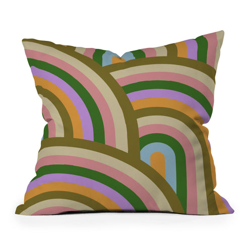 Emanuela Carratoni Vintage Summer Rainbows Outdoor Throw Pillow