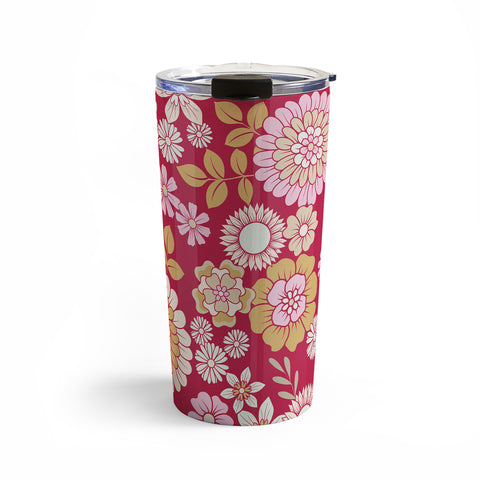 Emanuela Carratoni Viva Magenta Floral Theme Travel Mug