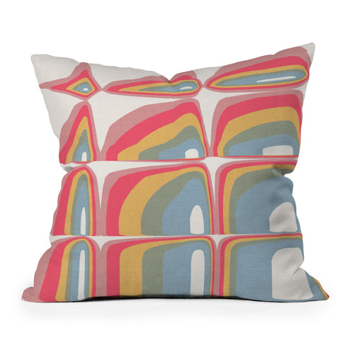 Emanuela Carratoni Whimsical Rainbow Outdoor Throw Pillow