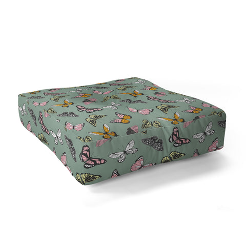 Emanuela Carratoni Wild Butterflies Floor Pillow Square