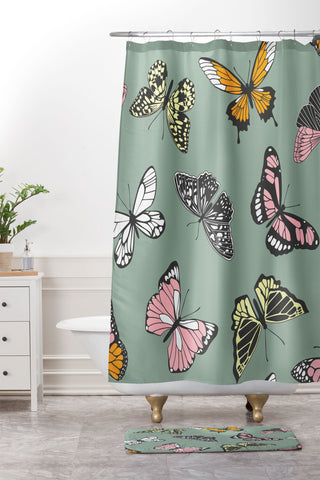 Emanuela Carratoni Wild Butterflies Shower Curtain And Mat