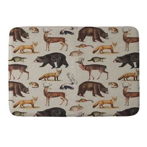 Emanuela Carratoni Wild Forest Animals Memory Foam Bath Mat