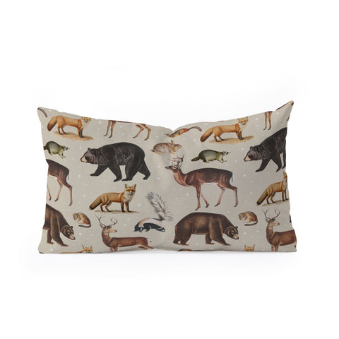 Emanuela Carratoni Wild Forest Animals Oblong Throw Pillow