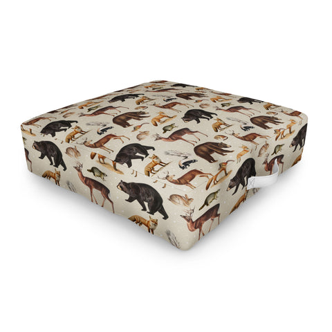 Emanuela Carratoni Wild Forest Animals Outdoor Floor Cushion