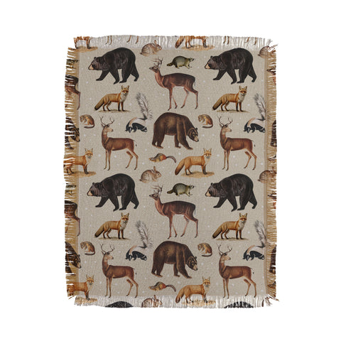 Emanuela Carratoni Wild Forest Animals Throw Blanket
