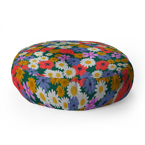 Emanuela Carratoni Wild Meadow Flowers Floor Pillow Round