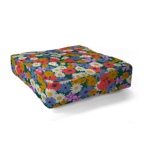 Emanuela Carratoni Wild Meadow Flowers Floor Pillow Square