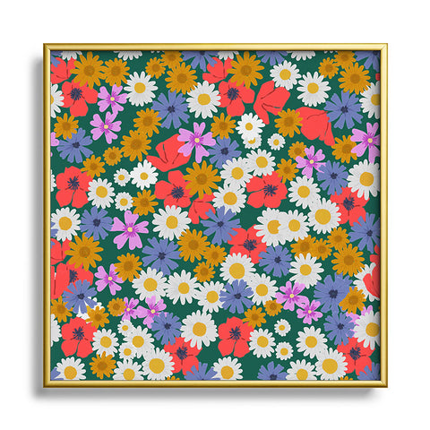 Emanuela Carratoni Wild Meadow Flowers Square Metal Framed Art Print