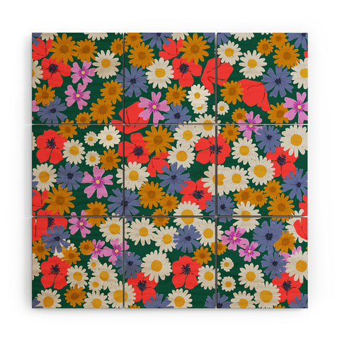 Emanuela Carratoni Wild Meadow Flowers Wood Wall Mural