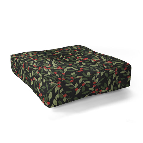 Emanuela Carratoni Winter Berries Floor Pillow Square