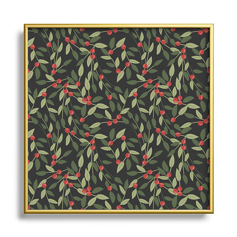 Emanuela Carratoni Winter Berries Square Metal Framed Art Print