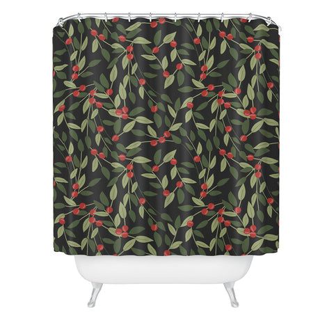 Emanuela Carratoni Winter Berries Shower Curtain