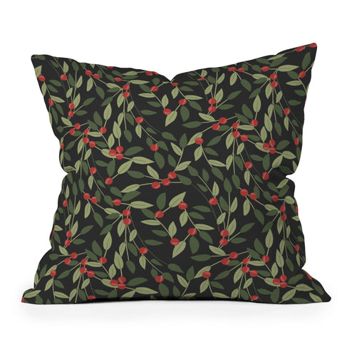 Emanuela Carratoni Winter Berries Outdoor Throw Pillow