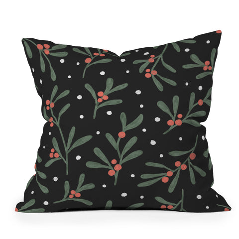 Emanuela Carratoni Winter Mistletoe Outdoor Throw Pillow