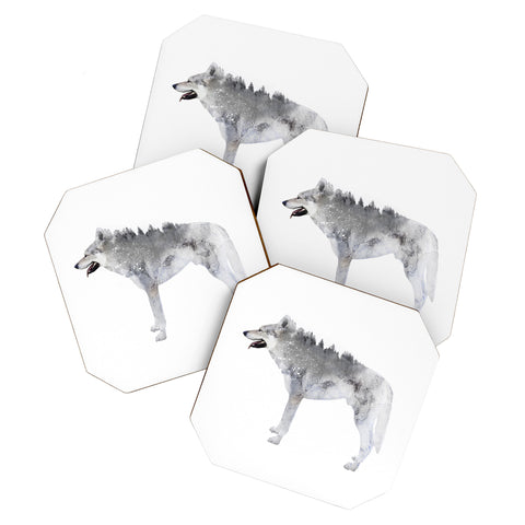 Emanuela Carratoni Winter Wolf 1 Coaster Set