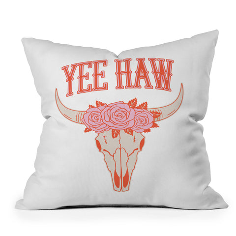 Emanuela Carratoni Yee Haw Skull Throw Pillow