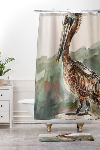 Emily Tucci Pelican Shower Curtain And Mat