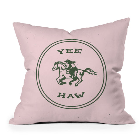 Emma Boys Yee Haw in Pink Outdoor Throw Pillow