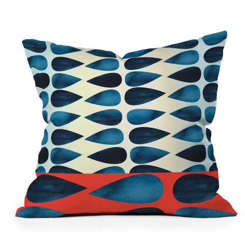 Emmie K Blue Drops Outdoor Throw Pillow