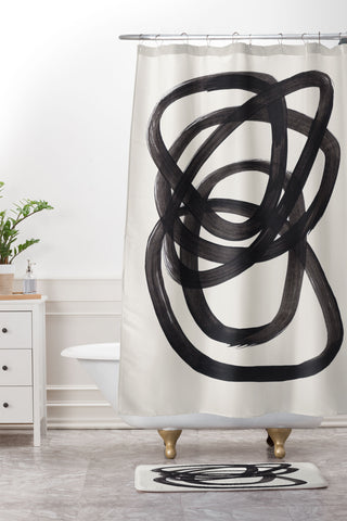 EnShape Mid Century Modern Minimalist Shower Curtain And Mat