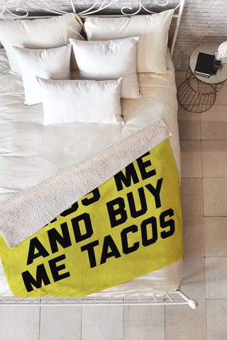 EnvyArt Kiss Me Tacos Funny Quote Fleece Throw Blanket