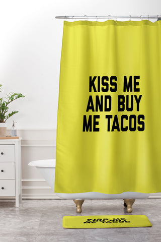 EnvyArt Kiss Me Tacos Funny Quote Shower Curtain And Mat