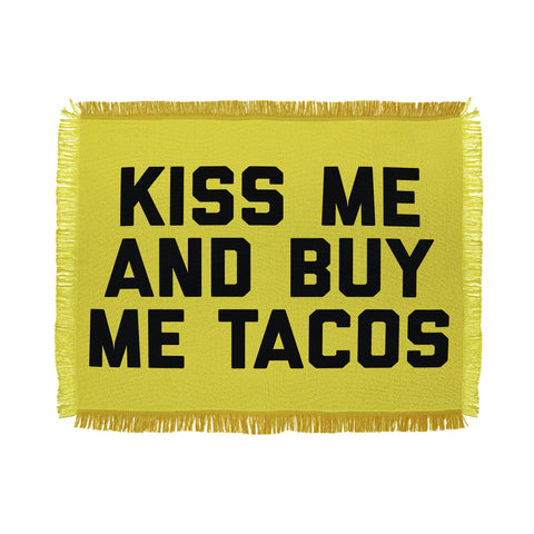 EnvyArt Kiss Me Tacos Funny Quote Throw Blanket