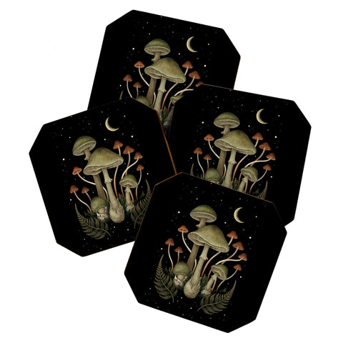 episodic drawing Autumn Mushroom Coaster Set