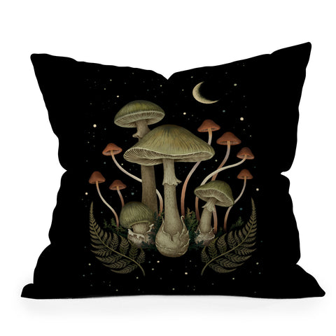 episodic drawing Autumn Mushroom Throw Pillow