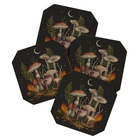 episodic drawing Autumn Mushrooms Coaster Set