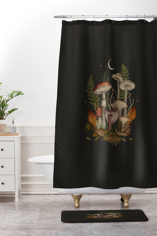 episodic drawing Autumn Mushrooms I Shower Curtain And Mat