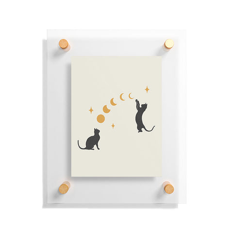 episodic drawing Cat and Moon 1 Floating Acrylic Print