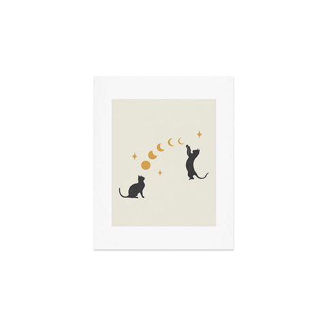 episodic drawing Cat and Moon 1 Art Print