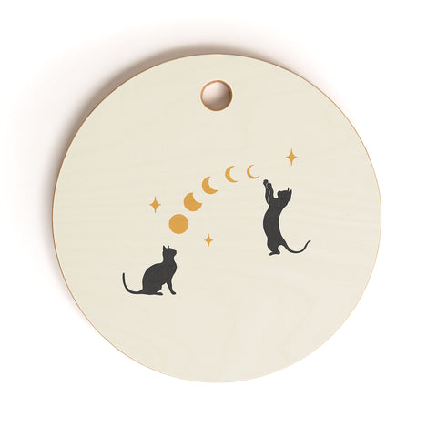 episodic drawing Cat and Moon 1 Cutting Board Round