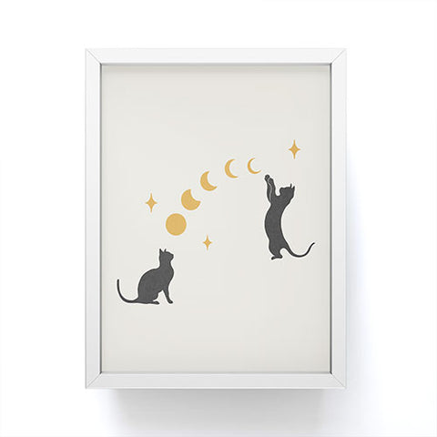 episodic drawing Cat and Moon 1 Framed Mini Art Print