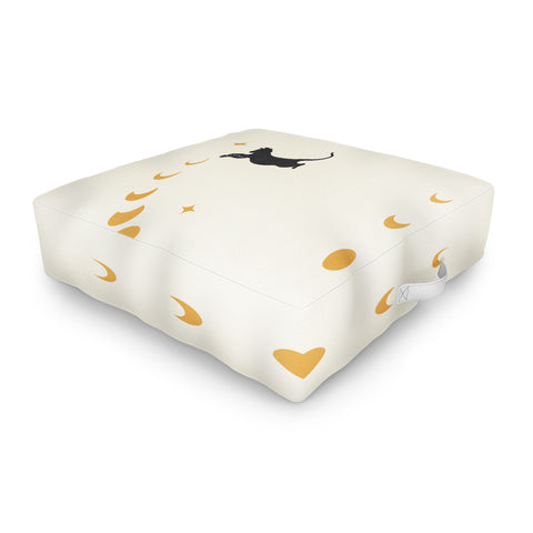 episodic drawing Cat and Moon 1 Outdoor Floor Cushion