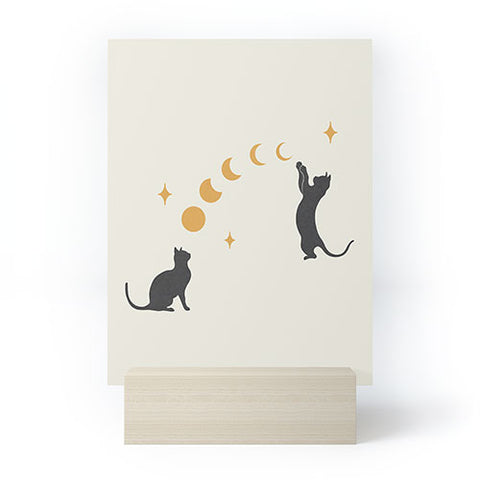 episodic drawing Cat and Moon 1 Mini Art Print
