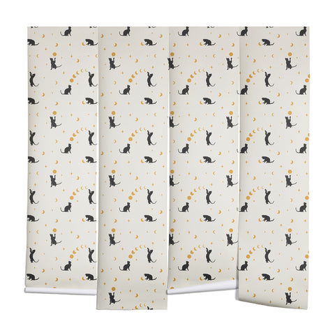 episodic drawing Cat and Moon 1 Wall Mural