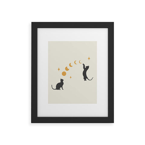 episodic drawing Cat and Moon 1 Framed Art Print