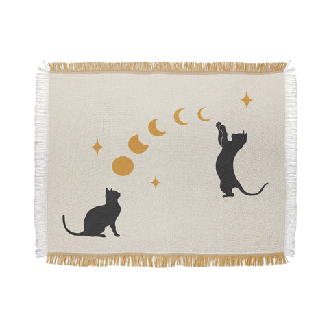 episodic drawing Cat and Moon 1 Throw Blanket