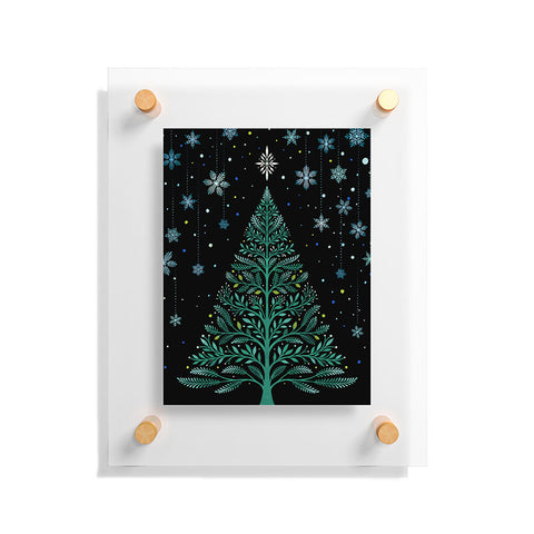 episodic drawing Christmas Night TreeSnowy Floating Acrylic Print