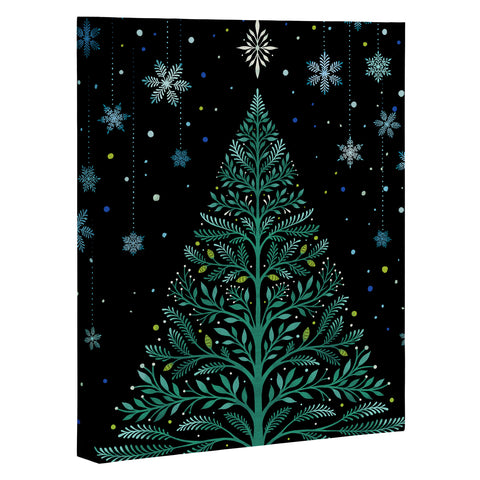 episodic drawing Christmas Night TreeSnowy Art Canvas