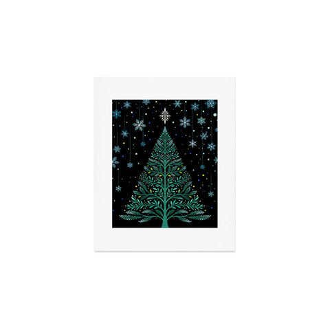 episodic drawing Christmas Night TreeSnowy Art Print